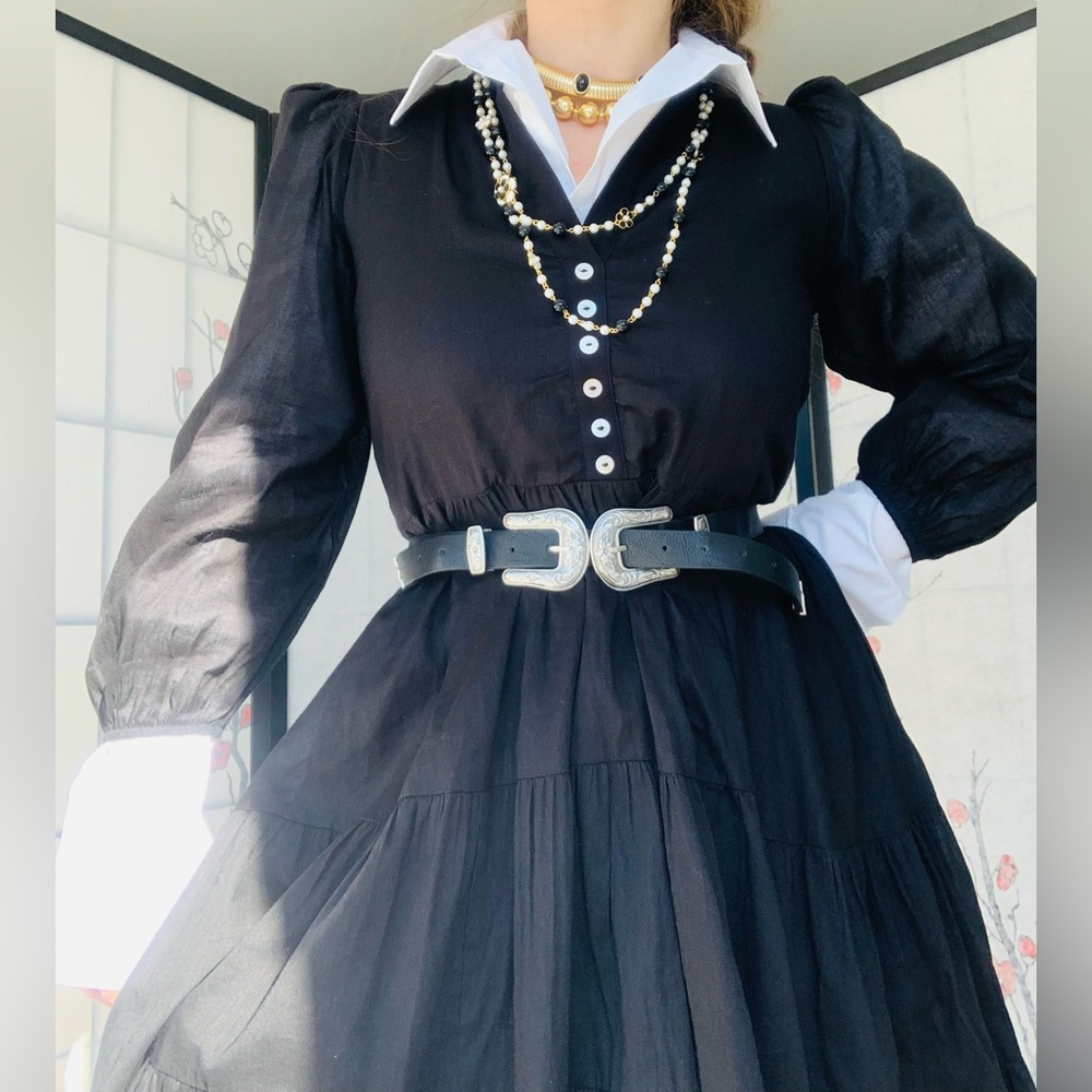 Olivaceous 🖤 NWT Bohemian Wednesday's Style Pitch Black Goth Dress